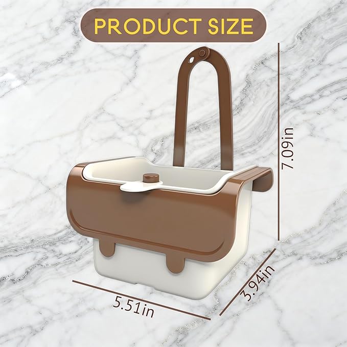 Kitchen Food Waste Catcher for Sink Faucet Hanging, Multi-purpose Kitchen Sink Strainer Basket with Self-Cleaning Press to Open Dumping Design, The Food Trash Leftovers Basket Catcher (Khaki)