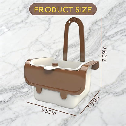 Kitchen Food Waste Catcher for Sink Faucet Hanging, Multi-purpose Kitchen Sink Strainer Basket with Self-Cleaning Press to Open Dumping Design, The Food Trash Leftovers Basket Catcher (Khaki)
