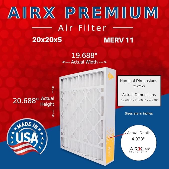 AIRX FILTERS WICKED CLEAN AIR. 20x20x5 Air Filter MERV 11 Compatible with ReservePro 4531 Furnace Filter MERV 11