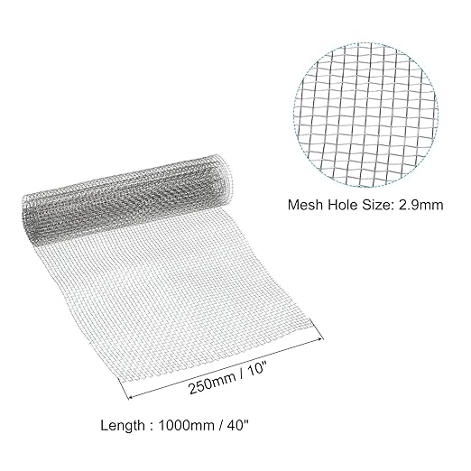 PATIKIL 40" L x 10" W Woven Wire Mesh, 8 Mesh 316L Stainless Steel Air Vent Filter Screen for Window Security Vent Cover Filtration Animals Fence
