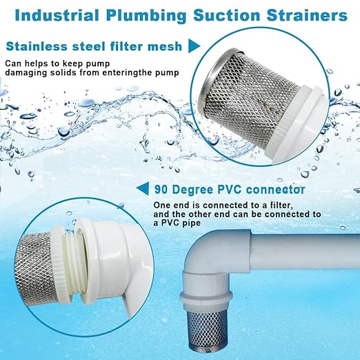 Cotonlake1 inch Stainless Steel Filter Cover Connected to 90 degree elbow 1" /DN25 PVC Water Pipe, Suction Strainers Used to Remove Debris and Reduce Solid Entry (1pcs)