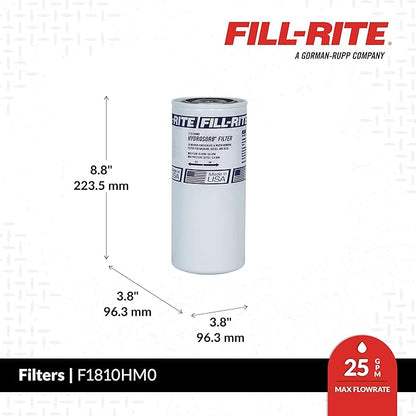 Fill-Rite F1810HM0 1" - 12 UNF 25 GPM (94 LPM) 10 Micron Water Sensing Spin-On Fuel Filter, Hydrosorb
