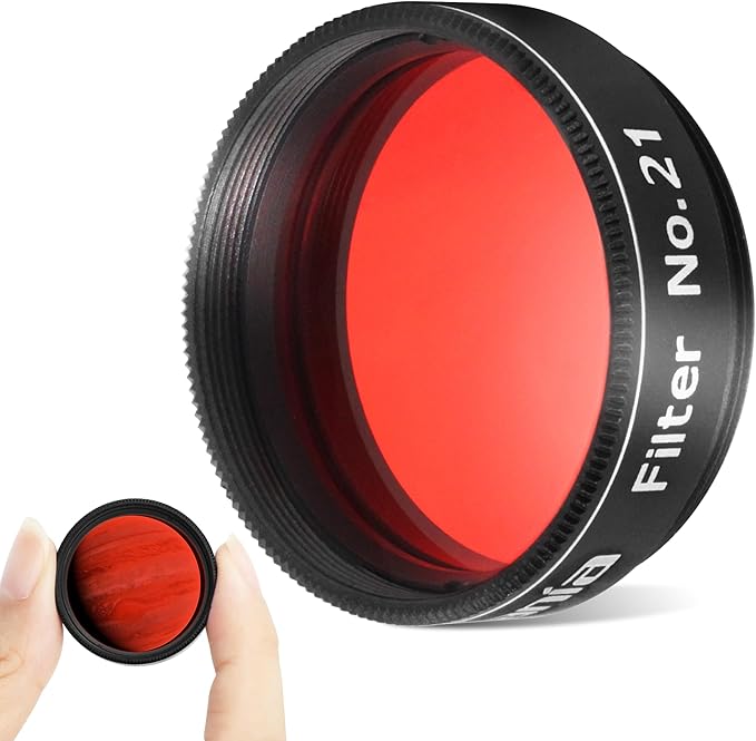 Astromania Telescope Filter, 1.25 Inches Planetary Filter for Astronomy Telescope Eyepiece, Color Filter for Enhancing Contrast in Lunar Planetary Observation - #21 Orange