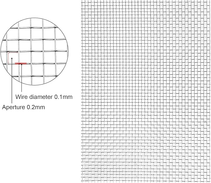 Stainless Steel Woven Wire Mesh, 304 Stainless Steel Woven Wire, 80 Mesh Fly Mosquito Net, Fine Screen Mesh, Rodents Garden Insect Screen, for Vent, Filter, Window