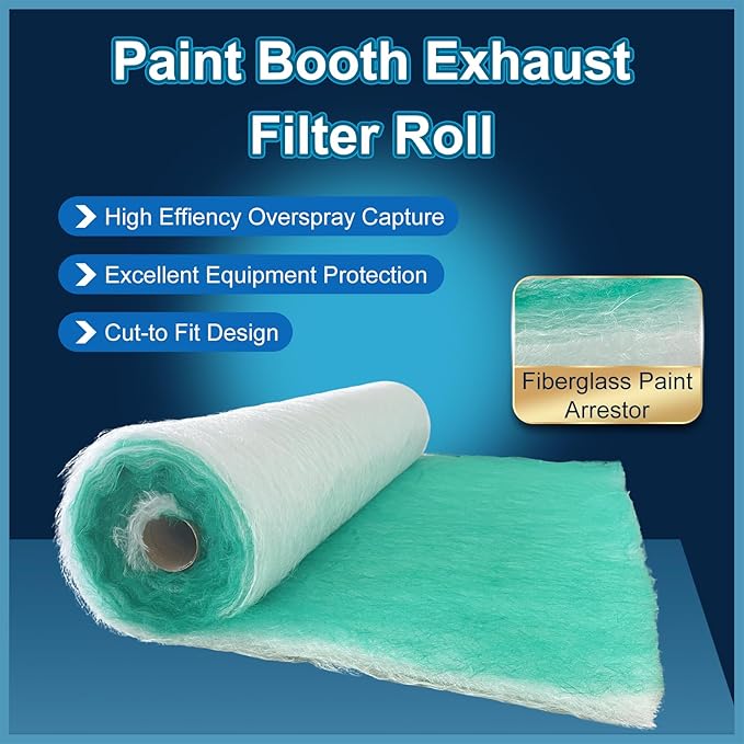 Paint Booth Exhaust Filter Roll 39.4’’ x 65.6ft, 2.4inch Thick Spray Booth Filter