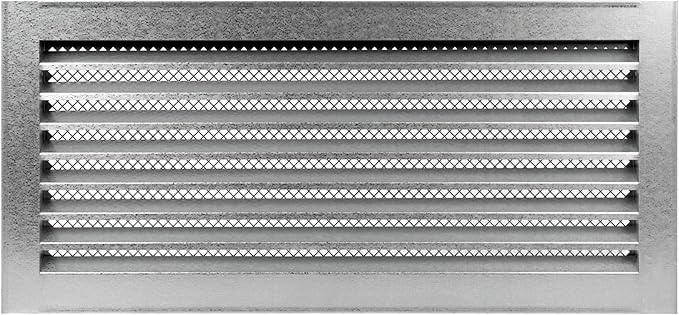 Repa Market 20" x 8" Inch (Inner Dimensions) Galvanized Steel Black Soffit Air Vent Cover - Louvered Square Gable Vent with Mesh Screen - Exhaust/Intake Ventilation Grill - Outdoor Metal Duct Grate