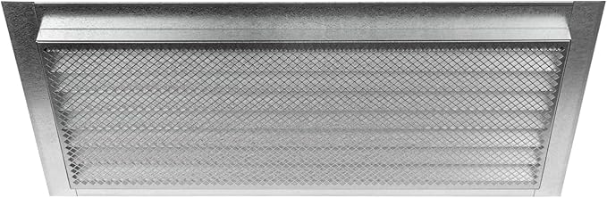 Repa Market 20" x 8" Inch (Inner Dimensions) Galvanized Steel Black Soffit Air Vent Cover - Louvered Square Gable Vent with Mesh Screen - Exhaust/Intake Ventilation Grill - Outdoor Metal Duct Grate