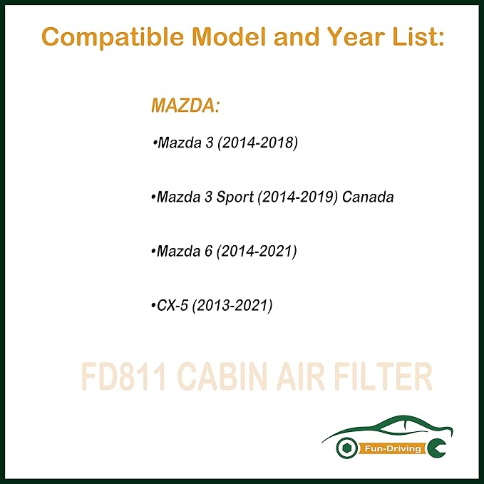 Cabin Air Filter for Mazda 3,6,CX-5,Replacement for CF11811,KD45-61-J6X （White,3 Pack)