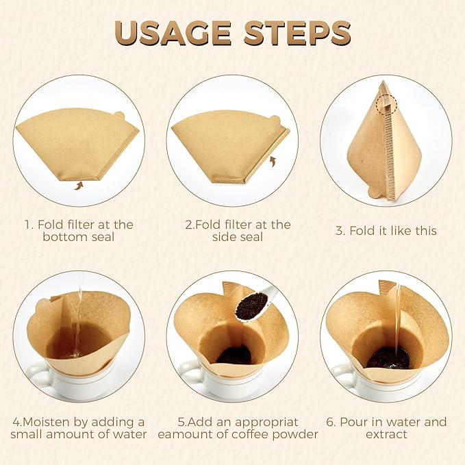 200 Count #4 Cone Coffee Filters 8-12 Cup, Unbleached Natural Paper, Disposable coffee filters 4 cone paper, Filters Paper Compatible with Ninja Coffee Filters, Pour Over and Drip Coffee Maker