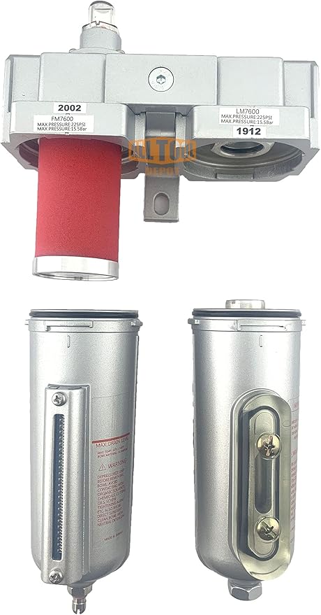 1/2" NPT HEAVY DUTY Industrial Grade 2 Stages Coalescing Filter Desiccant Dryer System For Compressed Air Lines, Metal Bowls, Great For Paint Spray And Plasma Cutter