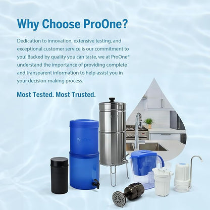 ProOne 9-Inch Gravity Water Filter Replacement G-Series 3-Pack - Universally Compatible with Gravity Water Filter Systems - NSF/ANSI Certified to Reduce Lead, Reduce Microplastics, & Total PFAS