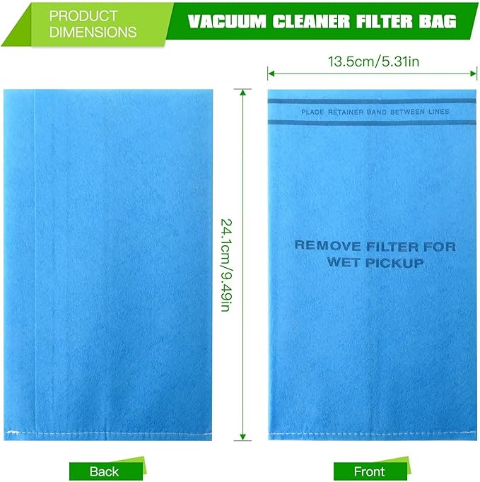 12 Pack Wet Dry Filter Bags Compatible for WORKSHOP WS01025F2, for Craftsman 9-38737, for MultiFit VF2000, Select 2-1/2 to 5-Gallon for Shop Vac Vacuum Stinger Craftsman Husky