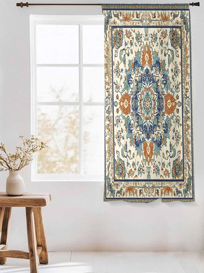 Sheer Curtains 72 Inches Long, Southwest Farmhouse Semi Sheer Curtains Light Filtering Window Treatment, Orange Blue Desert Bohemian Privacy Voile Drapes for Living Room Bedroom 52x72 Inch
