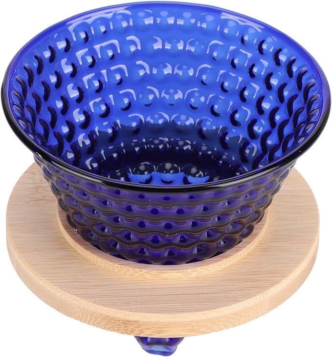 AUNMAS Coffee Dripper Pour Over Filter, Thick Glass Durable Simple Use Even Extraction Universal Fit, Reusable Paperless for Home Office Blue