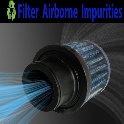 Air Intake Filter - 1" Universal Breather Filter, Automotive Cold Air Filter, Car Valve Cover Oil Breather Turbo Vent Crankcase Cleaner Accessory, Fits Car Motorcycle (Blue)