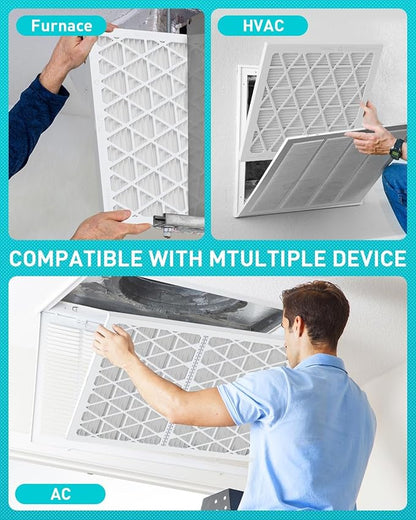 14x14x1 Refillable Air Filter Kit, MERV 8, 1 Reusable Frame ＆ 6 Refills, Fits Most AC HVAC Furnace Devices, Actual Size 13.75x13.75x0.75in