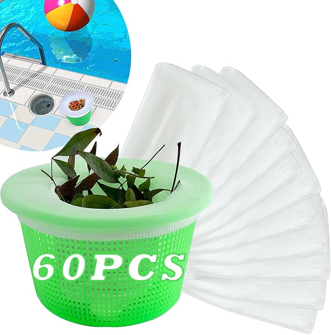 60PCS Pool Skimmer Socks Above Ground and Inground Pool, Pool Skimmer Basket Nets, Ultra Fine Mesh Screen Pool Filter Socks for Pool Skimmer Basket