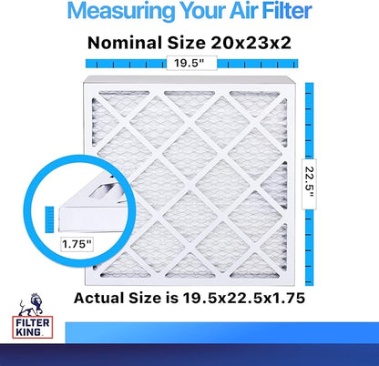 Filter King 20x23x2 Air Filter | 6-PACK | MERV 8 HVAC Pleated A/C Furnace Filters | MADE IN USA | Actual Size: 19.5 x 22.5 x 1.75"