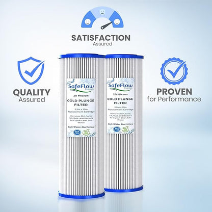 10in Ice Bath Chiller Filters 20 Micron 10" x 2.5" Water Filter Replacement Cartridge – Fits Ice Pod Cold Plunge Water Chiller, Cold Plunge Filters, Water Filter for Cold Plunge