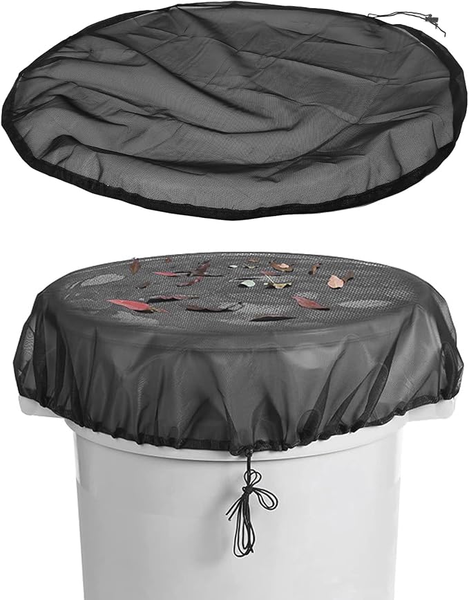 Rain Mesh Cover, Mesh Cover for Rain Barrels, Drawstring Leaf Filter Water Collection Buckets Tank Protector Outdoor Garden Net Screen to Keeps from Leaves and Debris (Dia