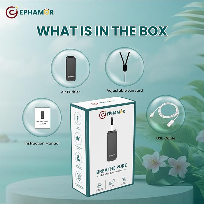 Mini Portable Air Purifier for Home, Car, Travel and More | 5 Days on Single Charge with 500 mAH Rechargable Battery | Fliterless Air Purifier