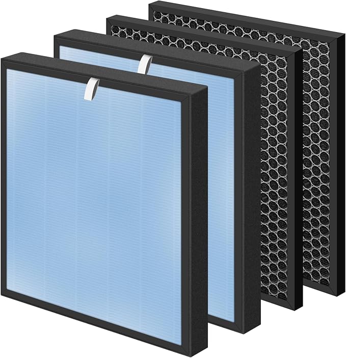 HSP001 True HEPA Filter Replacements for Hathaspace Air Purifier Filters HSP001,4 in 2 H13 True HEPA Filter with Activated Carbon Pre-Filter,2 Pack