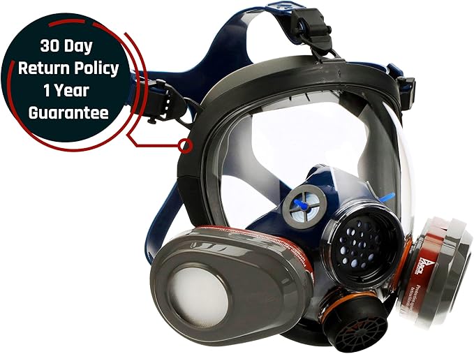 Parcil Distribution Full Face Respirator Mask with Filters – Durable Full Face Respirator Mask, Bayonet Filter Compatible