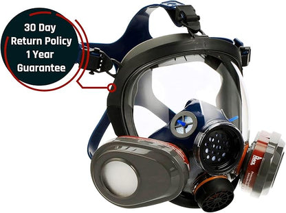 Parcil Distribution Full Face Respirator Mask with Filters – Durable Full Face Respirator Mask, Bayonet Filter Compatible