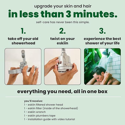 Shower Head Water Filter Replacement For The Eskiin Showerhead - High Pressure Shower Heads Replacement For Smooth Hair & Skin - Replacement Cartridge Fits The Eskiin Filtered Shower Head