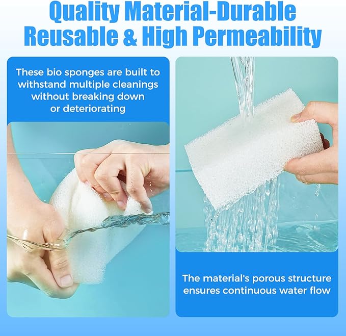 AQUANEAT 6-Pack Replacement Filter Sponge Pads, Aquarium Foam Insert Compatible with AquaClear 50, Fish Tank Filter Media