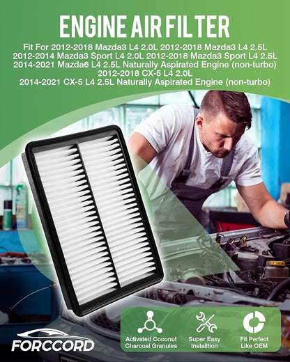 Cabin+Engine Air Filter Fit for CX-5 (2013-2023),Mazda 3 (2014-2018),Mazda 6 (2014-2021) Not Turbo,Cabin Filter Engine Air Filter Replacement CF11811 CA11259 Car Accessories