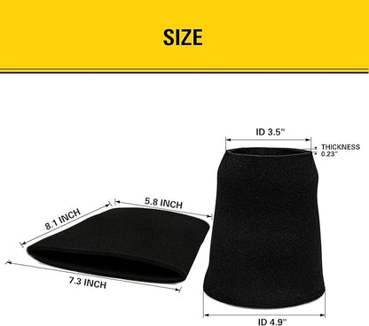 STANLEY Foam Filter, for 1-5 Gallon Wet/Dry Vacuum 25-1202, Compatible with STANLEY SL18123P, SL18128, SL18128P, SL18129, SL18130, SL18130P, SL18132, SL18133, SL18133P