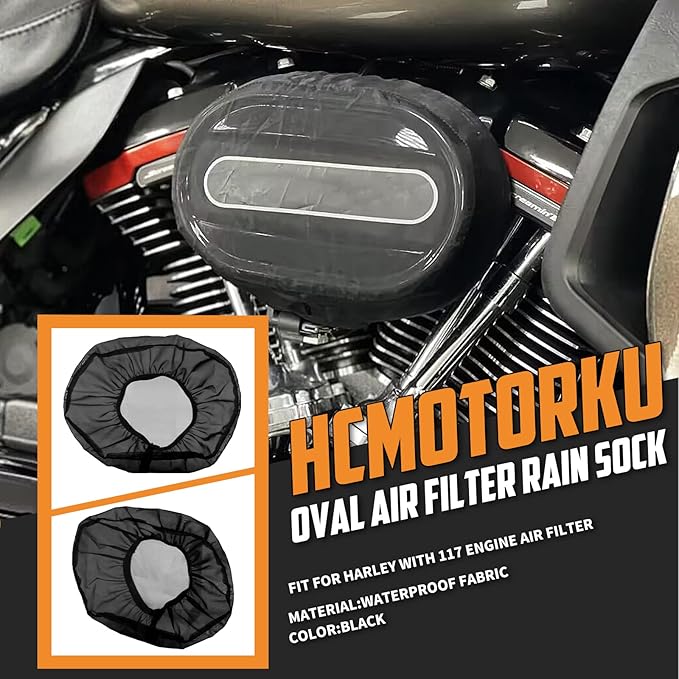 Waterproof Dustproof Air Filter Rain Sock Cover Fit for Harley Sportster XL 1200 883 Dyna Softail Electra Glide Street Glide Road King FLHR FLHX 114 Engine Intake Protection Cover