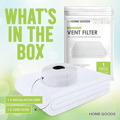 Air Vent Filters - 20"x118" makes 50 Filters w/ 197" Installation Tape,Electrostatic MERV 8 Media for AC HVAC Air Duct Filter Register & Grilles