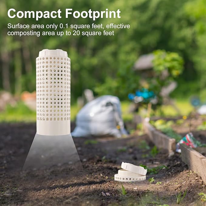Inground Farm Composter, Outdoor In-Ground Compost Bin for Raised Garden Beds and Yards, Organic Waste Decomposer 2 Gallons, 4.3"x4.3"x11", Composter Tumbler Outdoor