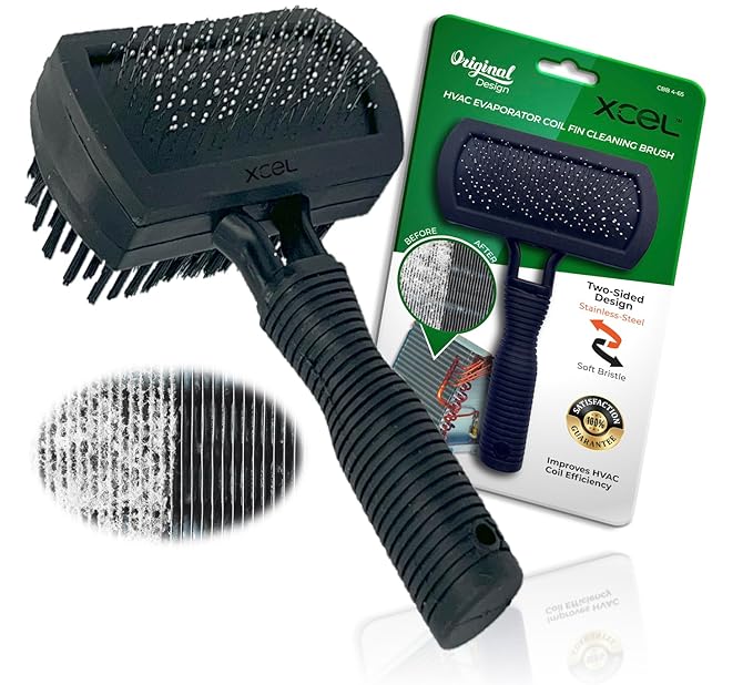 XCEL Advanced HVAC Coil Cleaning Fin Brush for AC Evaporator and Condenser Coils – HVAC Coil Cleaner | Stainless Steel Pins - Improve HVAC Efficiency, Easy AC Maintenance - Double Sided