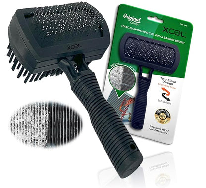 XCEL Advanced HVAC Coil Cleaning Fin Brush for AC Evaporator and Condenser Coils – HVAC Coil Cleaner | Stainless Steel Pins - Improve HVAC Efficiency, Easy AC Maintenance - Double Sided