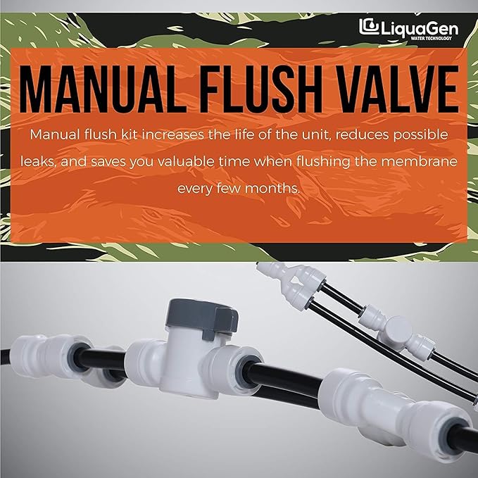 LiquaGen - 6 Stage Reverse Osmosis + Deionization (RO/DI) Water Filter System w/Glycerin Filled Pressure Gauge - 100 GPD | Under Sink Water Filter Machine for Aquarium Water Purification