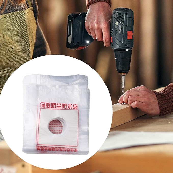 Electric Hammer Dust Bag – Drill Dust Sealr, Hole Saw Catcher | 100PCS Fine Particlle Trap for AC Installation, Wall Cut Dust Barrier Pouch, Compact Vacuum Collector Kit for Plasterboard Drilling Jobs