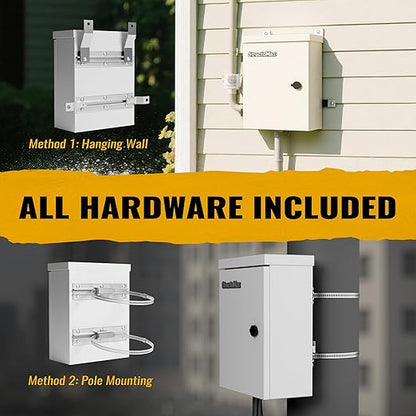 Steel Electrical Box, 20"x12"x10" Steel Enclosure, IP67 Waterproof & Rust-Resistant, Outdoor/Indoor Electrical Junction Box with Mounting Plate for Wall/Pole Mount