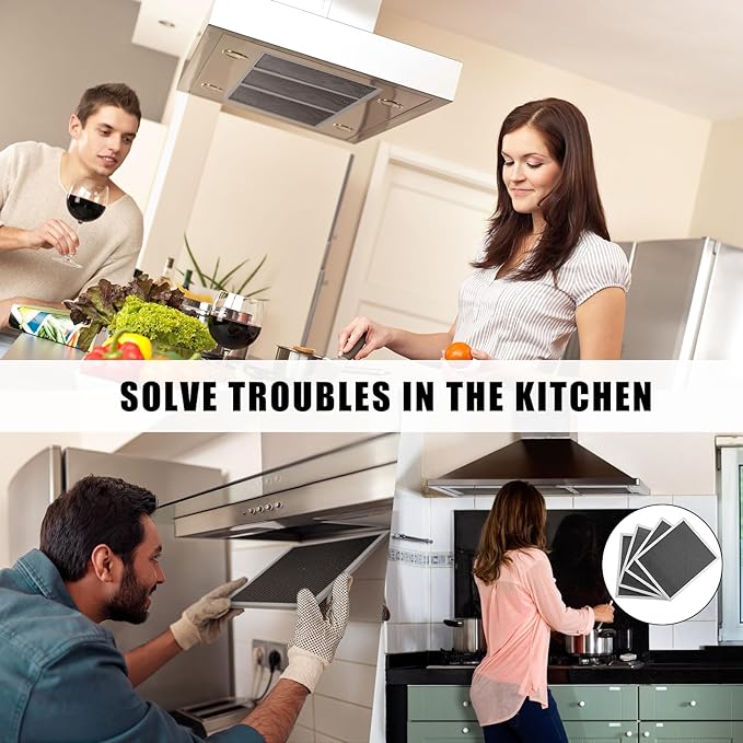 Baquler Range Hood Filter Compatible with Broan Nutone 97007696 Range Hood Replacement Filter Stove Vent Aluminum Mesh Charcoal for Kitchen Air(8 Pcs)