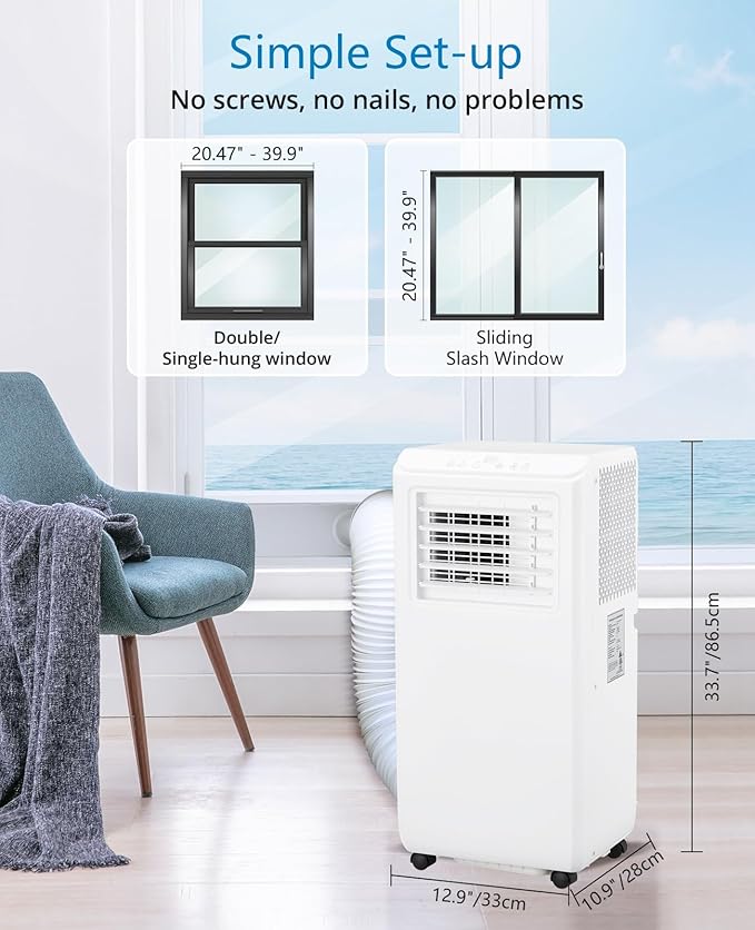 Portable Air Conditioner 10000 BTU, Portable AC Unit with Remote Control, Energy-Efficient Cooling for 450 Sq.ft Spaces, 3in1 Portable AC with Dehumidifier, Cooling & Fan Mode for Bedroom Room