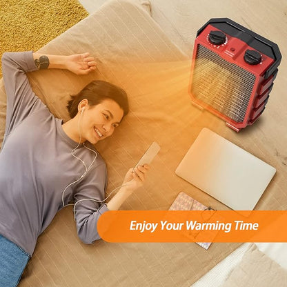 Milkhouse Electric Space Heater 1500W Portable Heater with Manual Control Fan-Only Mode Overheating & Tip Over Protection for Indoor Use WEWARM Red