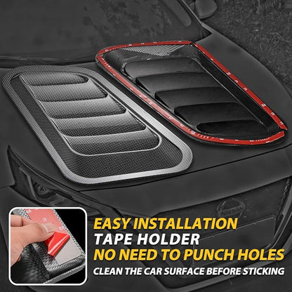 KaTur 1 Pair Universal Car ABS Decorative Air Flow Intake Scoop Turbo Bonnet Vent Cover Hood (Carbon Fiber)