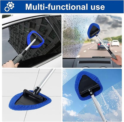 Compatible for Window Scraping Mist Eliminator Microfiber Car Cleaner Telescopic Windshield Cleaning Tools Auto Accessories(Blue)
