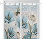 Spring Floral Bathroom Curtains 63 Inch Length, Window Curtains Tab Top, Vintage Tulips Flower Butterfly Retro Wood Blue Light Filtering Window Treatments Drapes 52"x63" 2 Panel