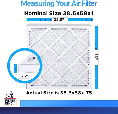 Filter King 38.5x58x1 Air Filter | 4-PACK | MERV 8 HVAC Pleated A/C Furnace Filters | MADE IN USA | Actual Size: 38.5 x 58 x .75"