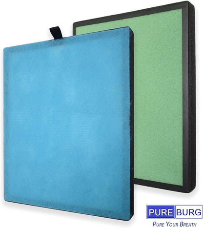 PUREBURG Replacement Filter Set Compatible with KVV & UNbeaten Pets 300 Air Purifiers,2-Pack H13 HEPA 4-Stage Filtration Pre-Filter (washable)