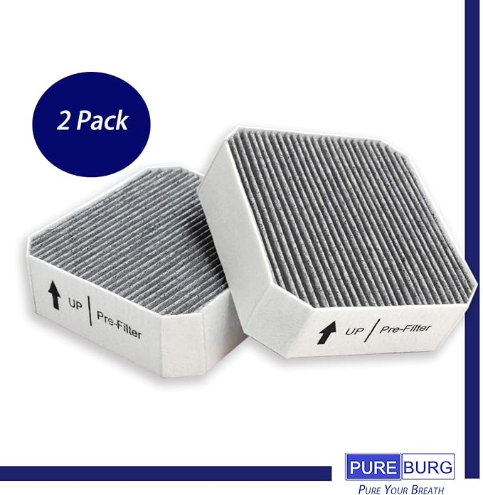 PUREBURG Replacement HEPA Pre-Filter Fits Molekule Air Purifier, High-efficiency Activated carbon 2-in-1 Air Clean Dust VOCs,2-Pack