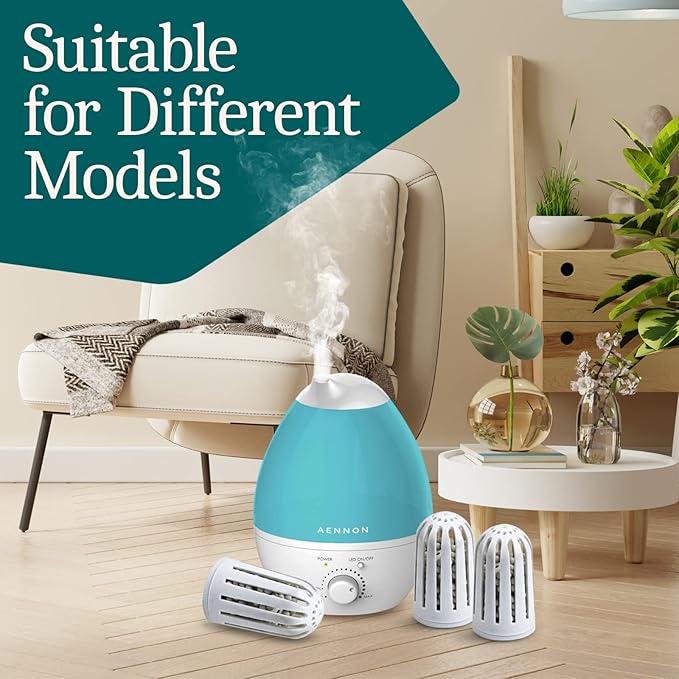 Aennon - Ultrasonic Universal Humidifier Filter Replacements for Home, Cool Mist Demineralisation Cartridges, Ceramic Stone Material, 500 Hours, 3 Pack
